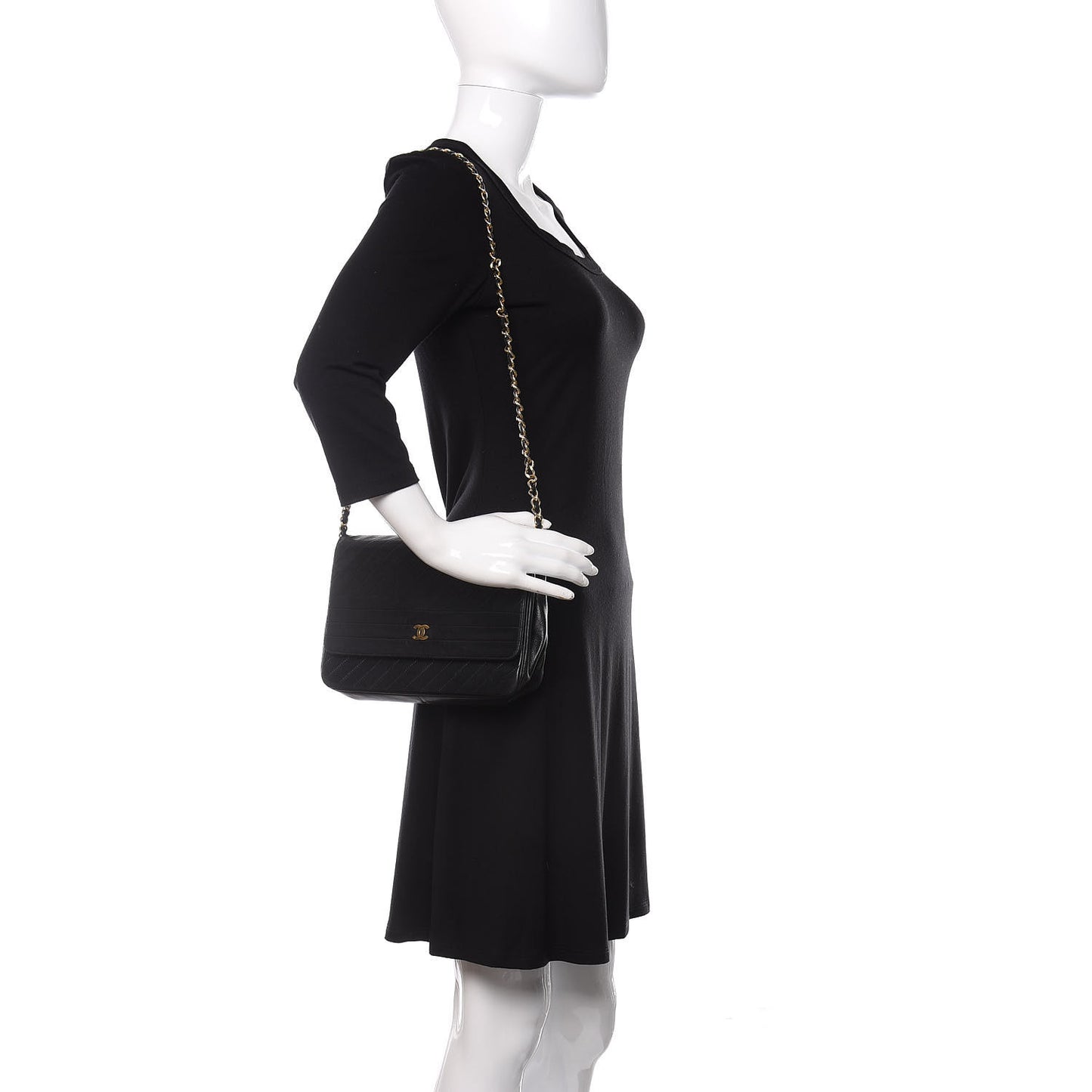 Lambskin Diagonal Quilted Small Single Flap Black