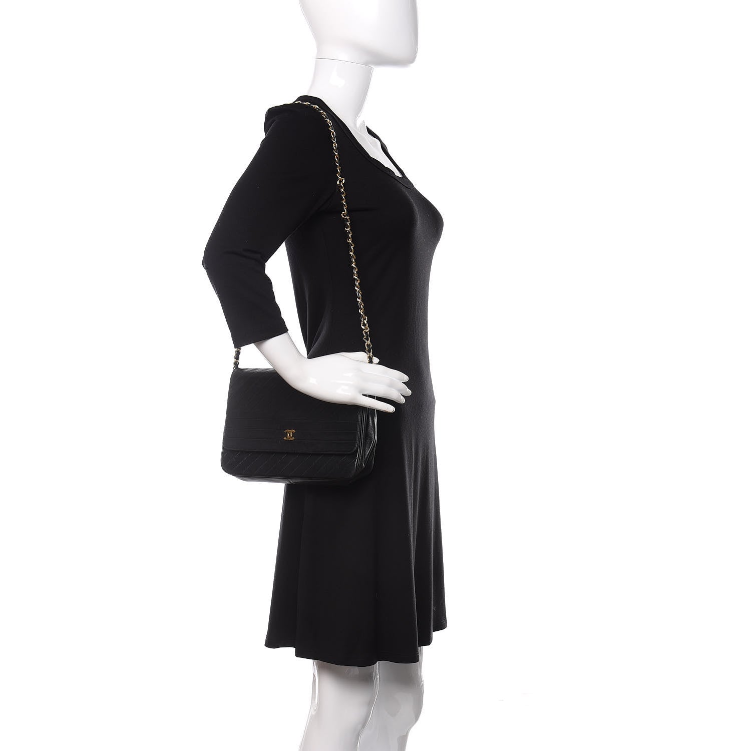 Chanel Lambskin Diagonal Quilted Small Single Flap Black 2 of 11