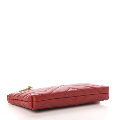 Gucci Calfskin Matelasse Mini GG Marmont Chain Bag Hibiscus Red 3 of 10