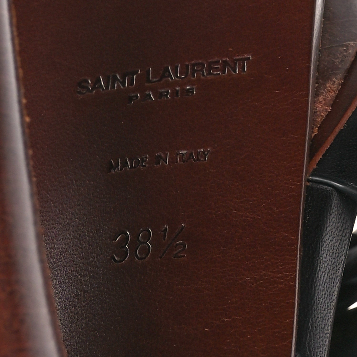 Saint Laurent Calfskin Tribute 105 Platform Sandals 38.5 Black Brown 7 of 9