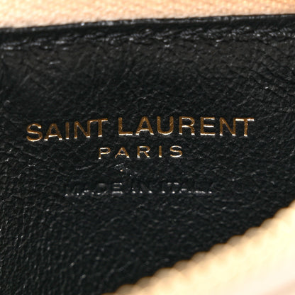 Saint Laurent Grain De Poudre Matelasse Chevron Monogram Fragments Zippered Card Case Blanc Vintage 6 of 8