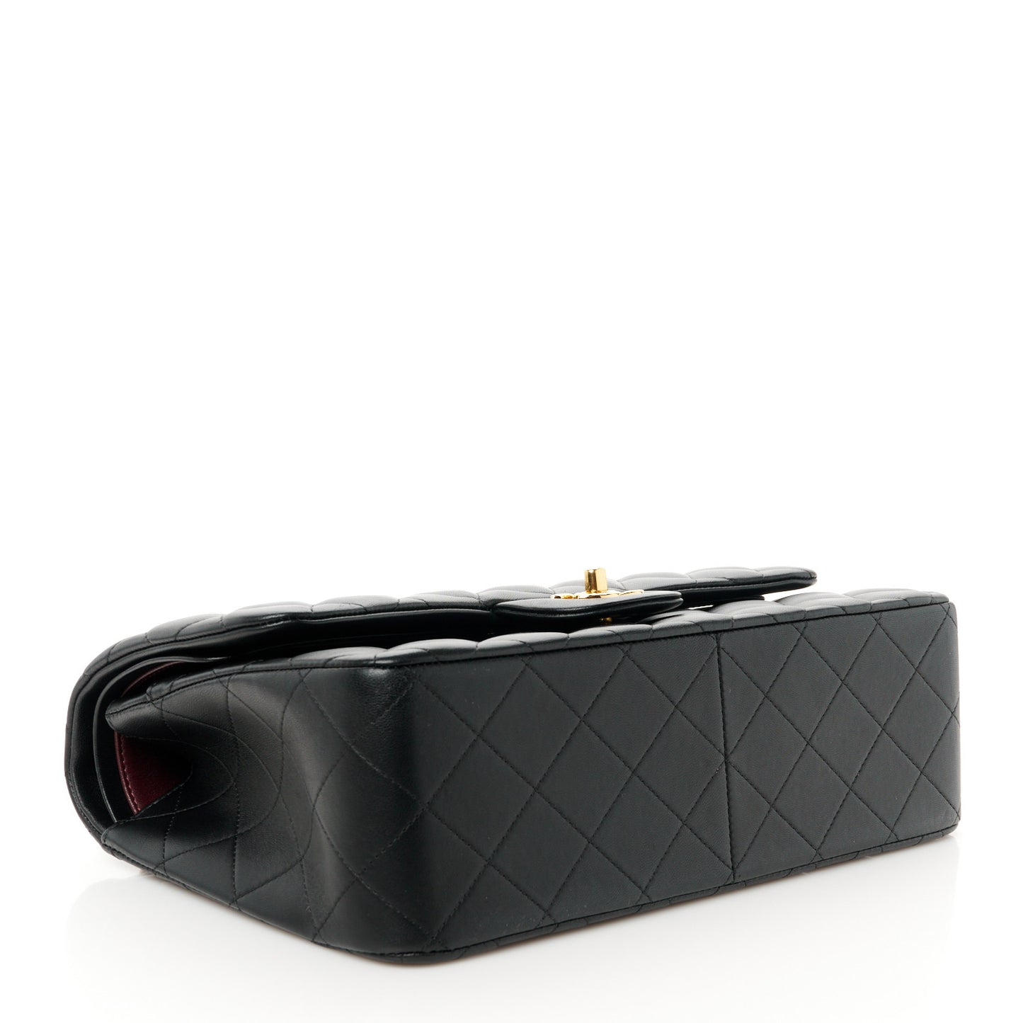 Lambskin Quilted Jumbo Double Flap Black