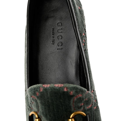 Gucci Velvet Malaga Kid GG Monogram Horsebit Womens Jordaan Loafers 36 Avio Dusty Pink Black 9 of 10