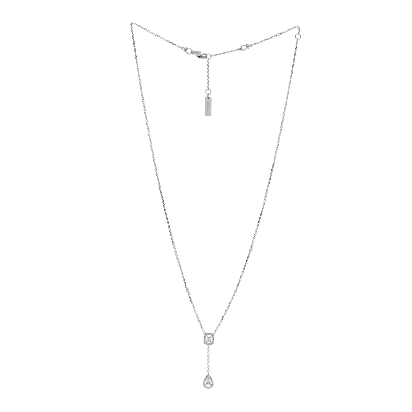18K White Gold Diamond My Twin Tie Necklace