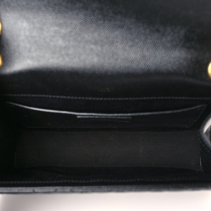 Saint Laurent Grain De Poudre Textured Mixed Matelasse Triquilt Medium Monogram Satchel Black 5 of 9