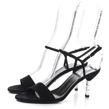 Gucci Suede Adlena Crystal Heel Sandal 37 Black 3 of 9