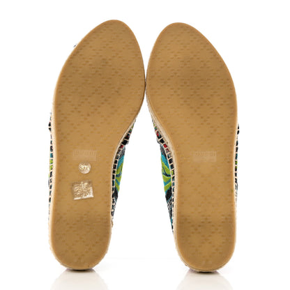 Gucci Tapestry Brocade Blind For Love Espadrilles 37.5 Acquamarine Green Black 10 of 18
