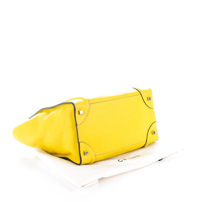 Celine Drummed Calfskin Mini Luggage Citron 4 of 8