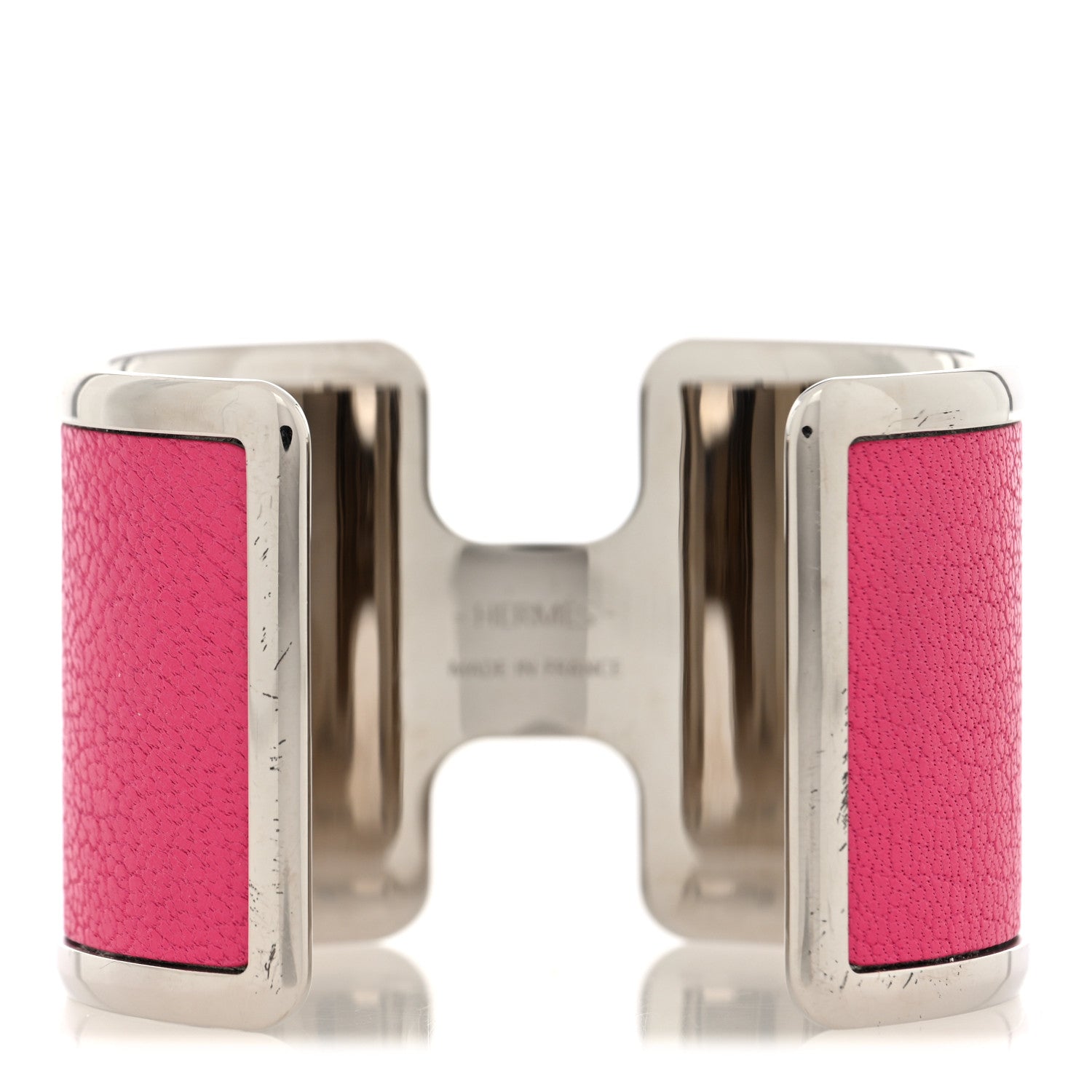 Hermes Chamkila Chevre Olympe Cuff Bracelet Rose Shocking 1776267