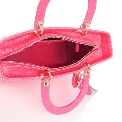 Christian Dior Python Large Lady Dior Fuchsia 5 of 9