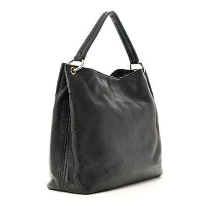 Prada Vitello Daino Embossed Logo Hobo Black 3 of 13