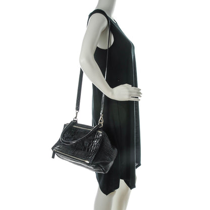 Givenchy Calfskin Crocodile Embossed Small Pandora Black 2 of 7