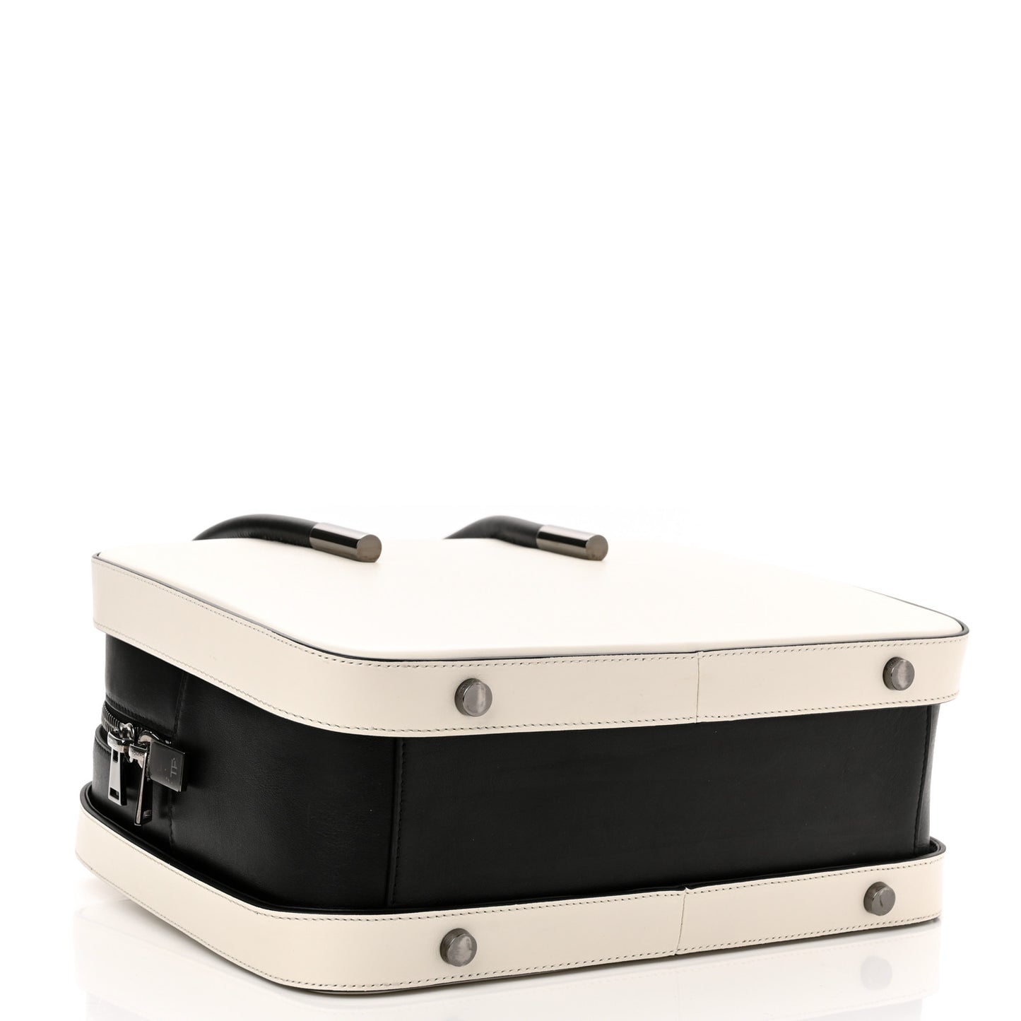 Calfskin Top Handle Bag White Black