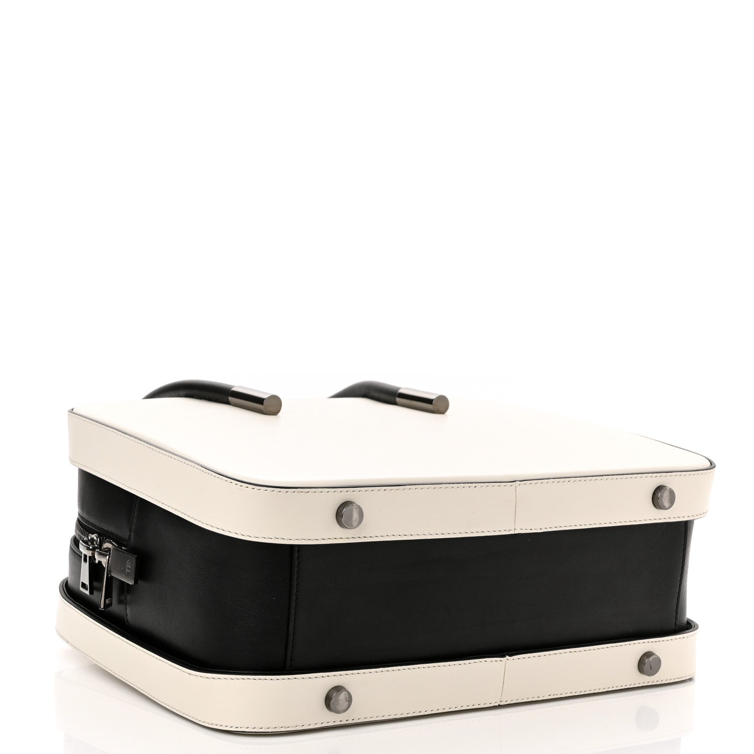 Tom Ford Calfskin Top Handle Bag White Black 4 of 10