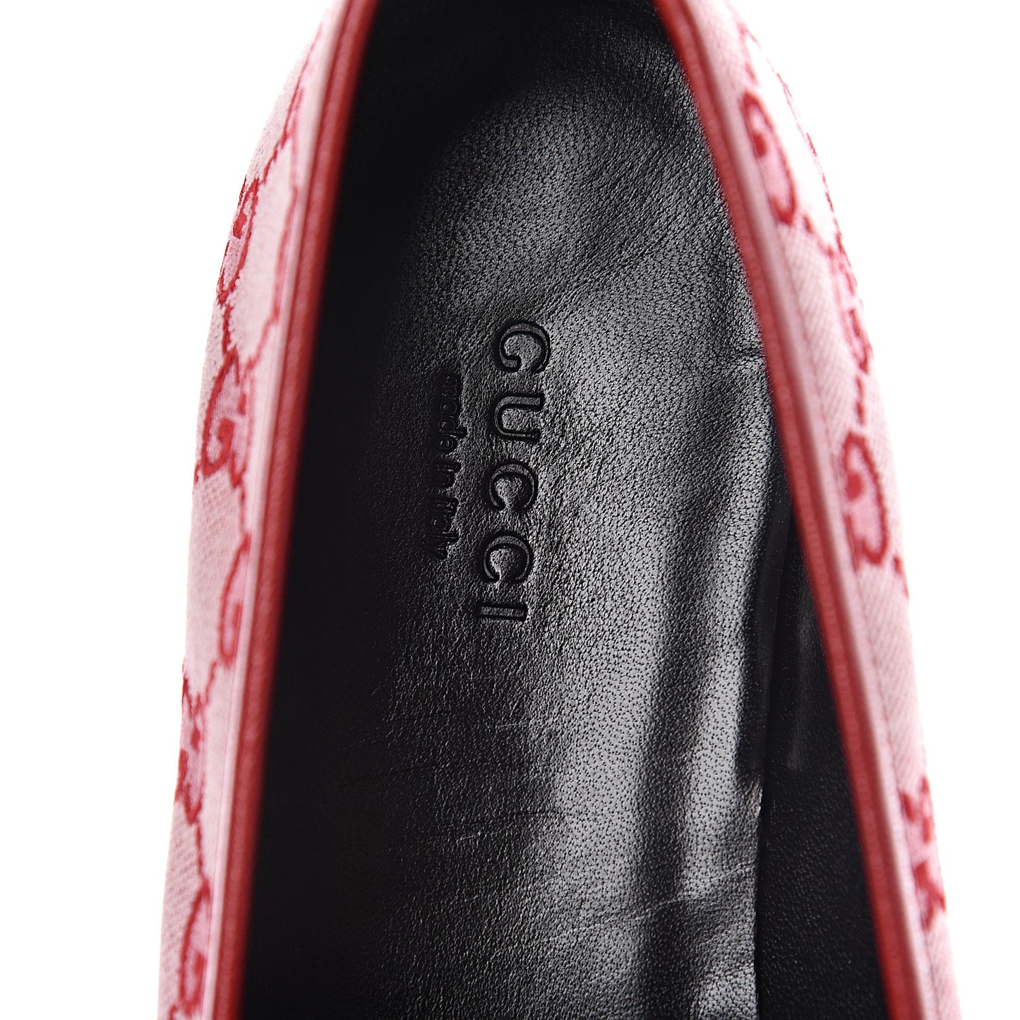 Canvas GG Monogram Horsebit Womens Jordaan Loafers 38.5 Gardenia Hibiscus Red