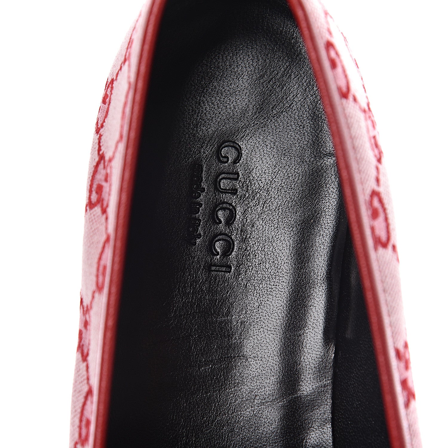 Gucci Canvas GG Monogram Horsebit Womens Jordaan Loafers 38.5 Gardenia Hibiscus Red 7 of 9