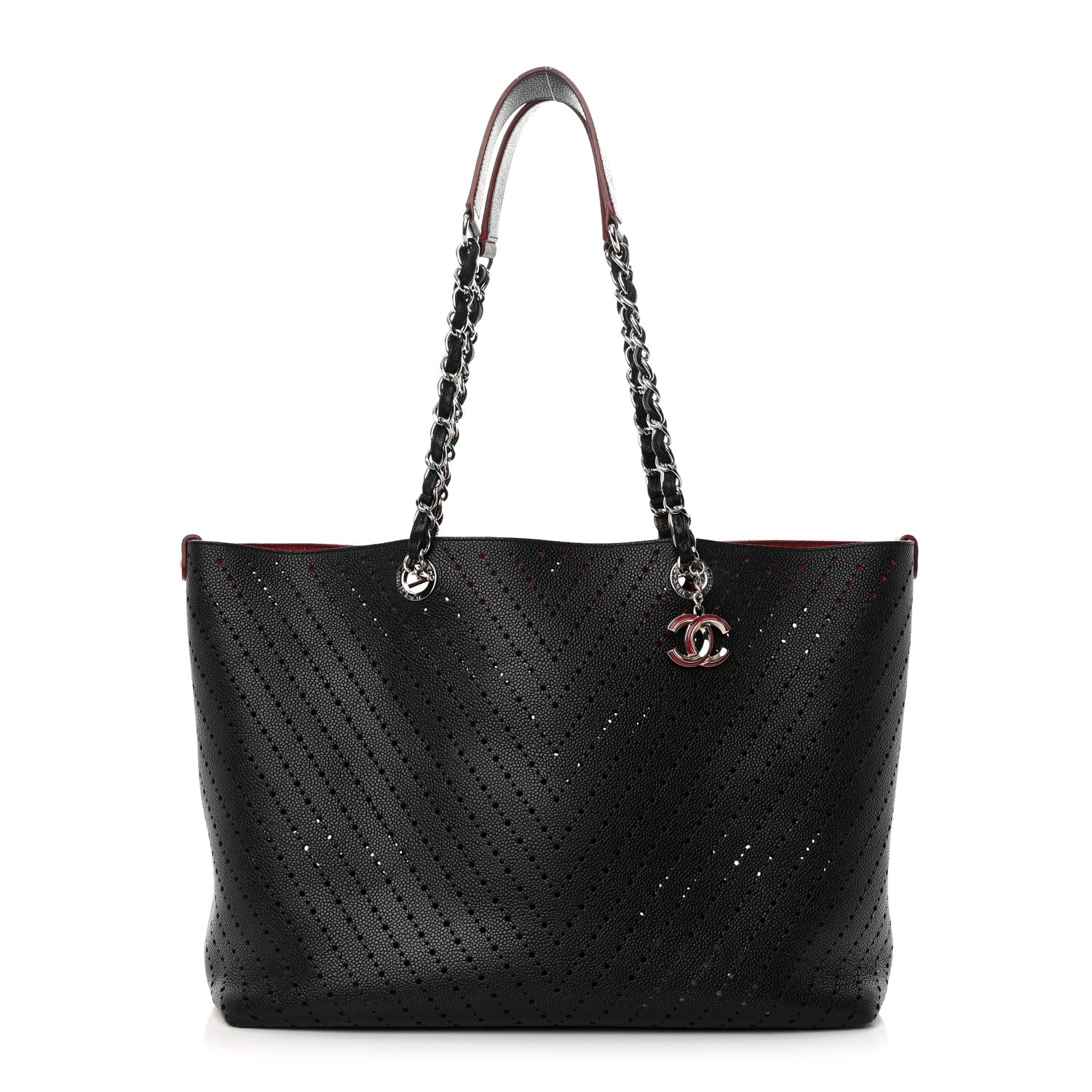 Chanel Perforated Grained Calfskin Large Shopping Tote Black 1 of 17