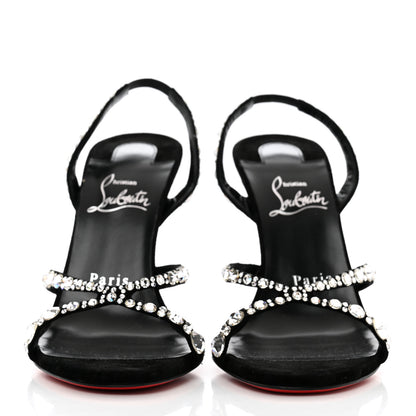Christian Louboutin Veau Velours Crystal Embellished Emilie 100 Sandals 38 Black 2 of 9