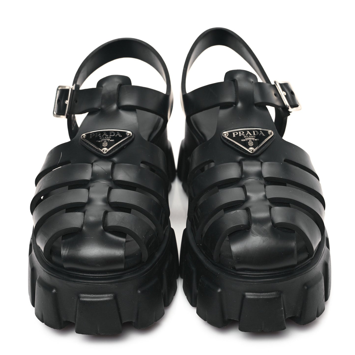 Foam Rubber Triangle Logo Monolith 55mm Cage Sandals 41 Black