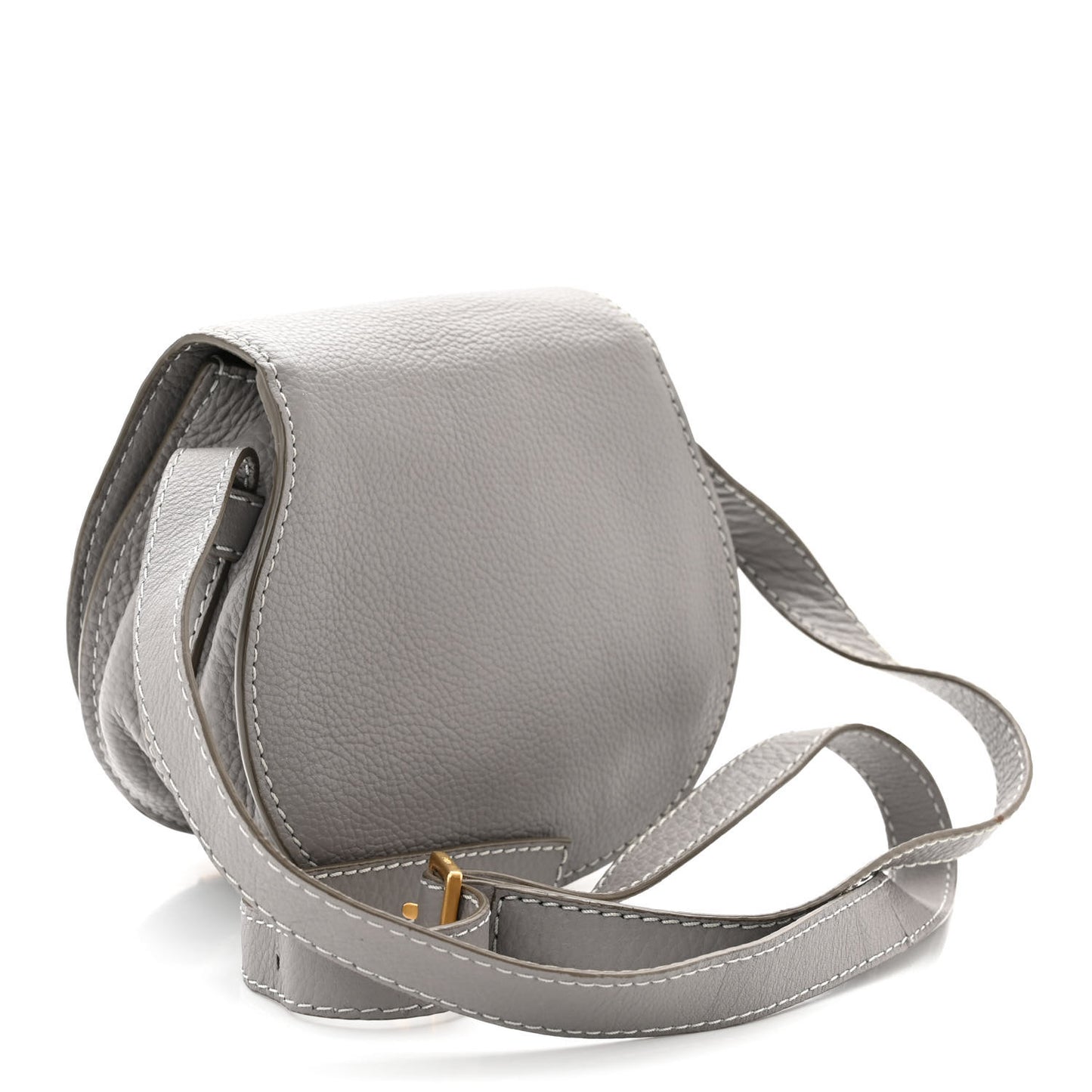 Grained Calfskin Small Marcie Saddle Bag Cashmere Grey