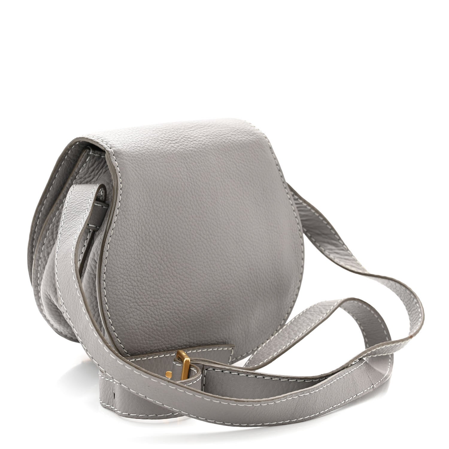 Chloe Grained Calfskin Small Marcie Saddle Bag Cashmere Grey 3 of 10