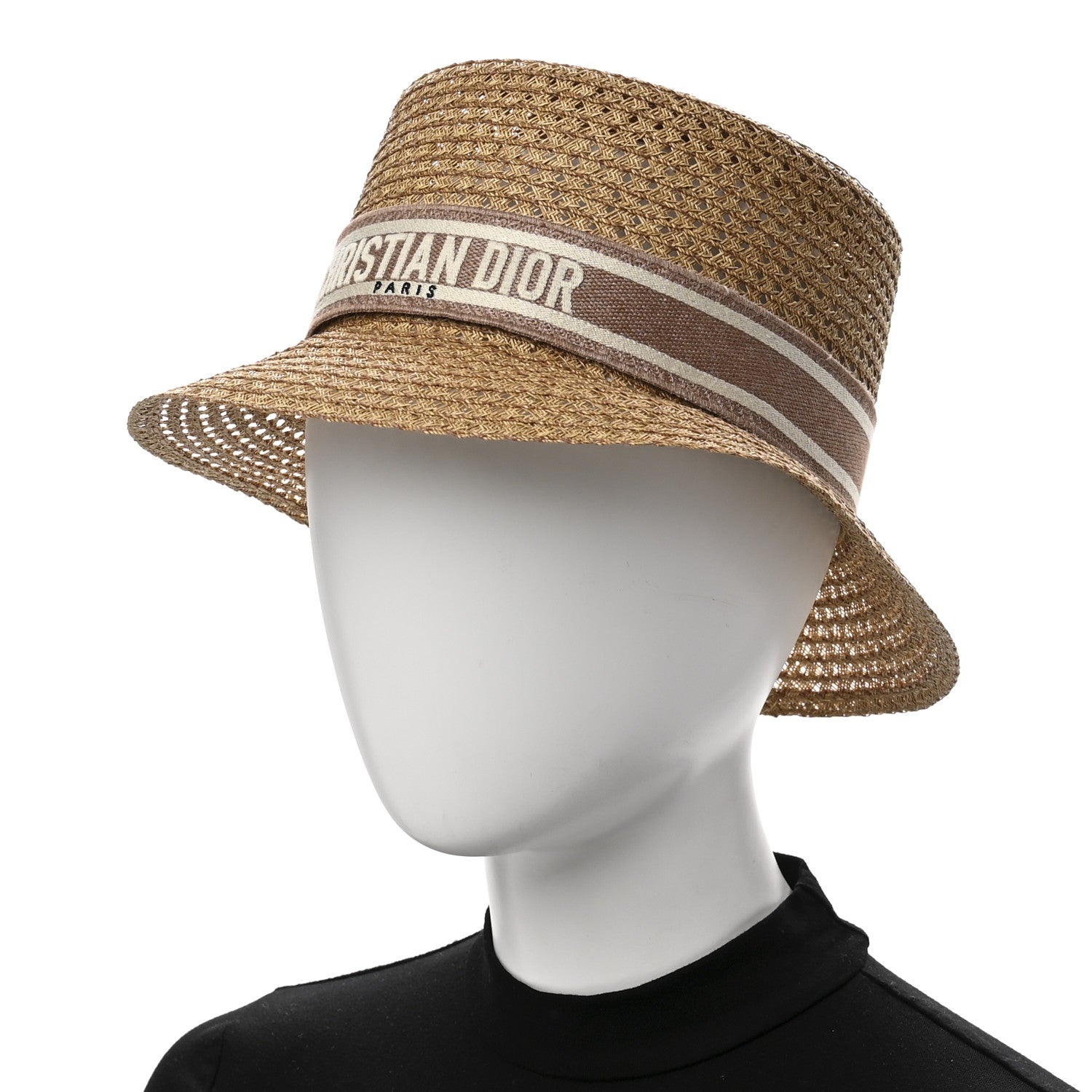 Christian Dior Straw Embroidered D-Bobby Large Brim Hat 58 Rose 2 of 8