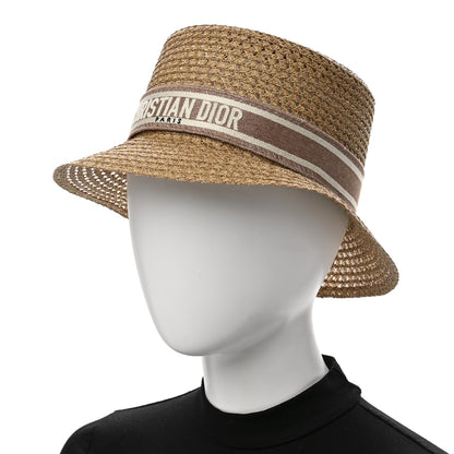 Christian Dior Straw Embroidered D-Bobby Large Brim Hat 58 Rose 2 of 8