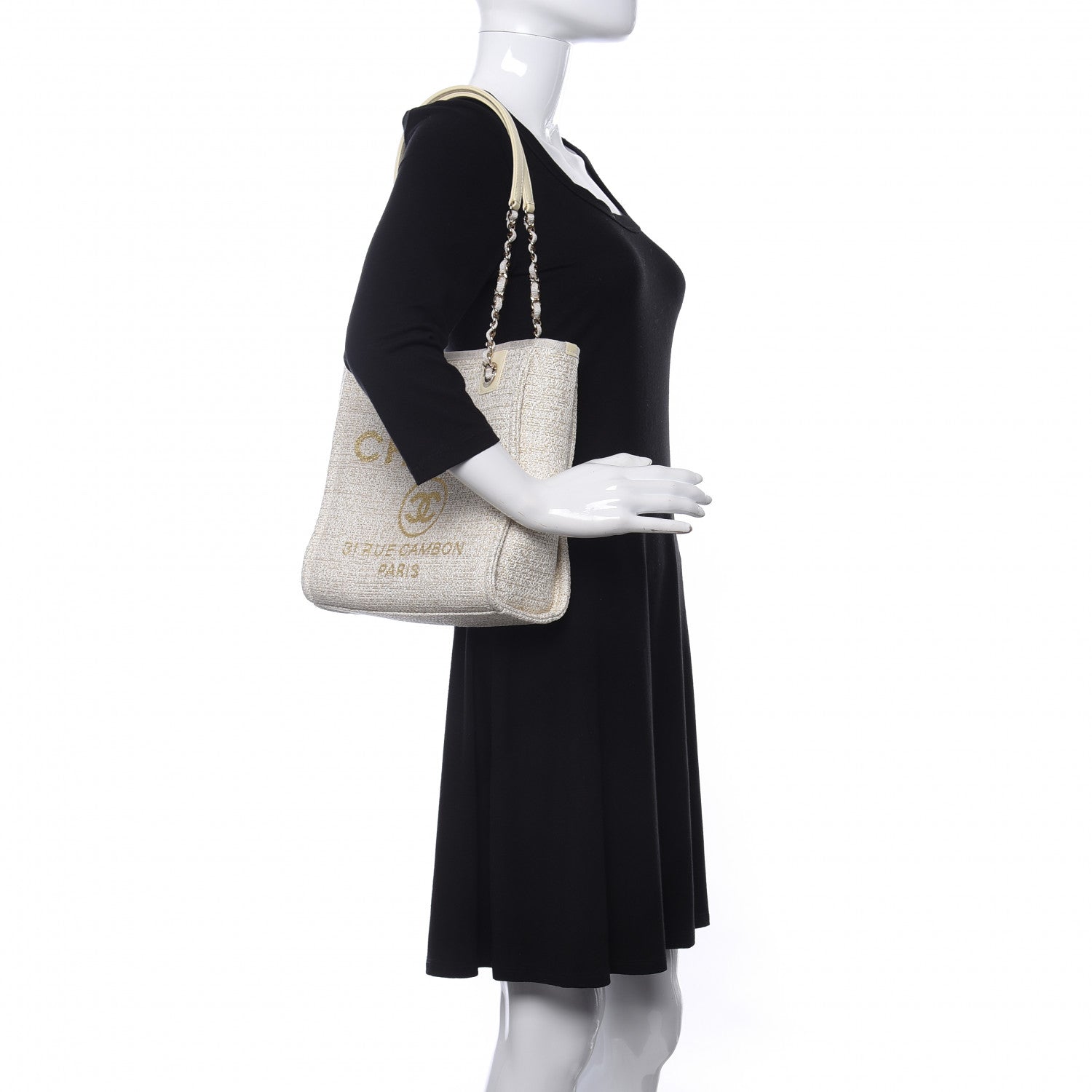 Chanel Lurex Boucle Mini Deauville Tote White 2 of 10