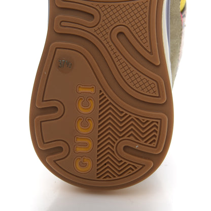 Gucci Suede Calfskin Tejus Printed Womens Ultrapace Sneakers 37.5 Pink Silver Oatmeal Yolk 7 of 8