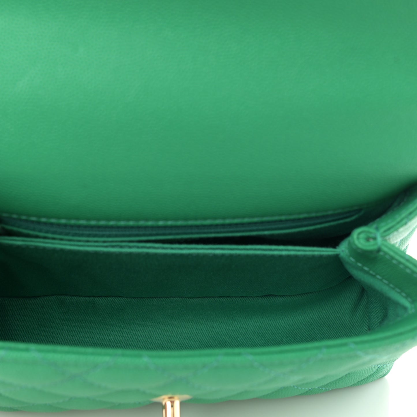 Caviar Quilted Mini Coco Handle Flap Green