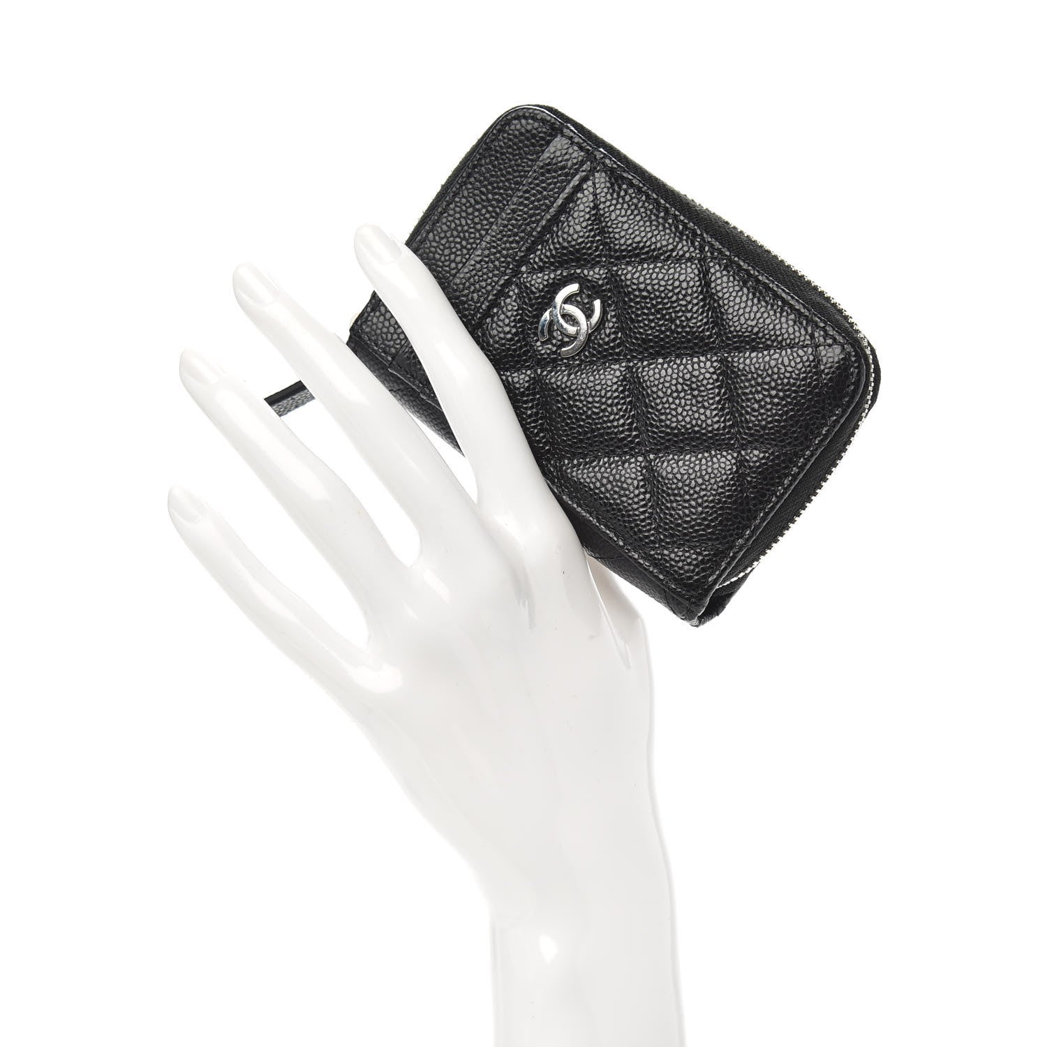 Chanel Caviar Quilted Zip Card Holder Black 3 of 16