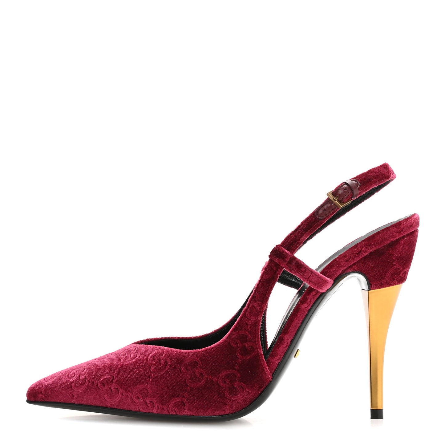 Velvet GG Monogram Slingback 115mm Pumps 38.5 Red Grape