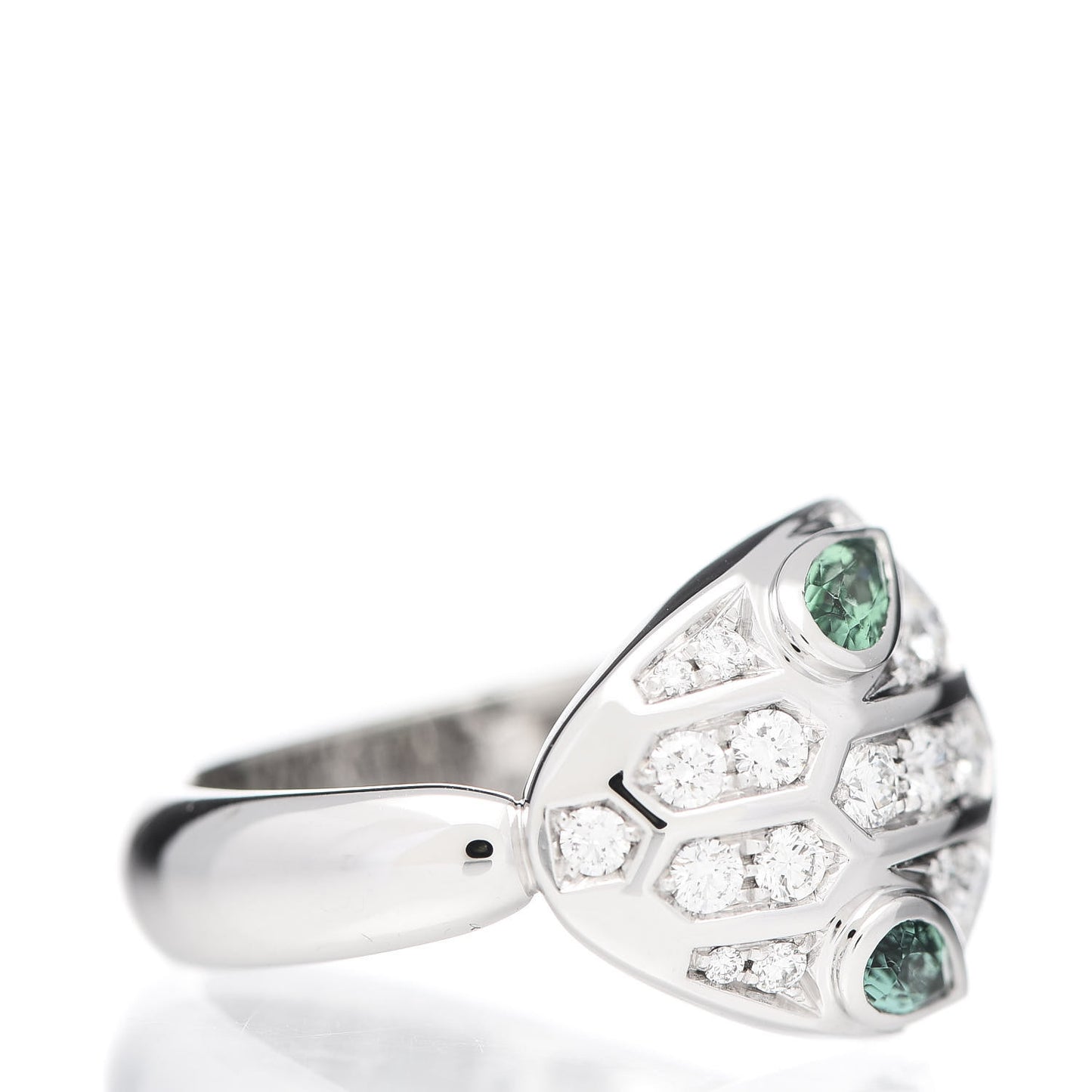 18K White Gold Diamond Emerald Serpenti Seduttori Ring 50 5.25