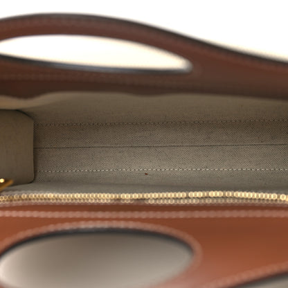 Burberry Canvas Smooth Calfskin Two Tone Mini Pocket Bag Natural Malt Brown 5 of 11
