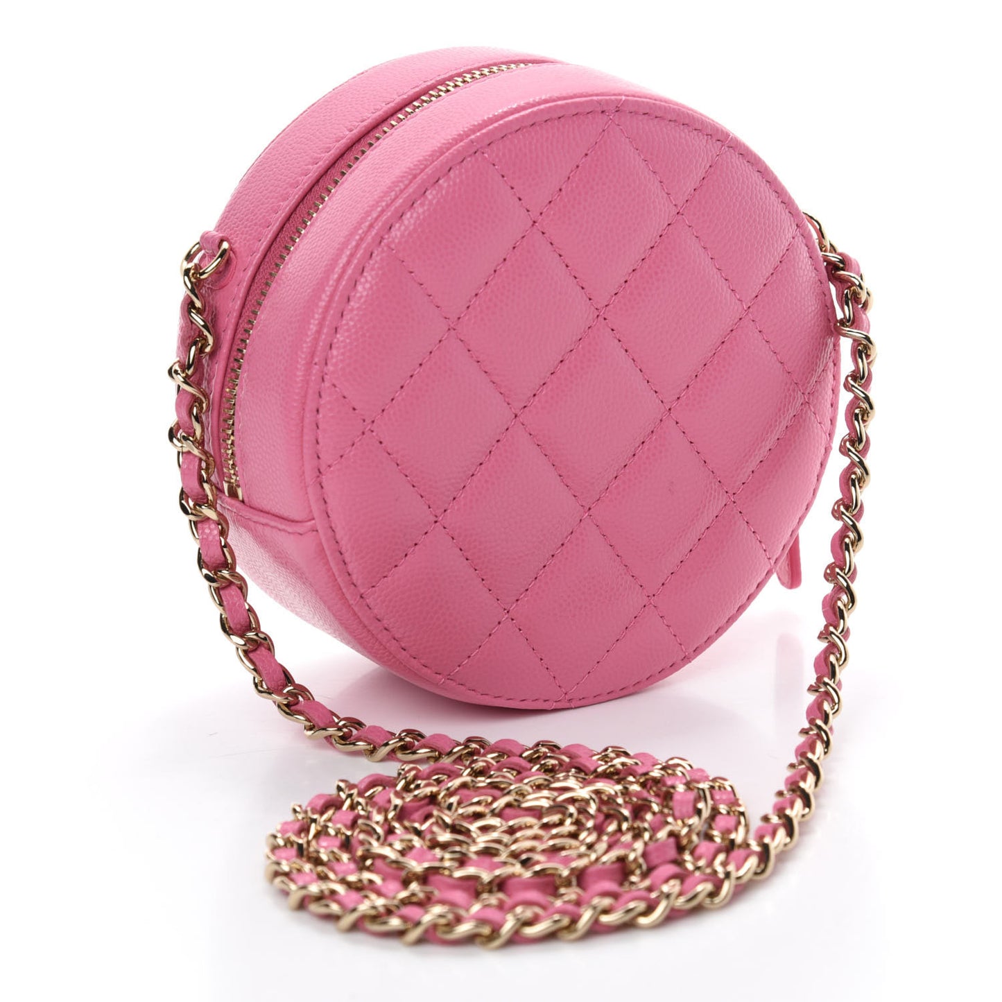 Caviar Quilted Gripoix CC Round Clutch With Chain Pink