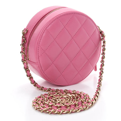 Chanel Caviar Quilted Gripoix CC Round Clutch With Chain Pink 3 of 11