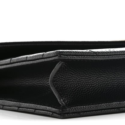 Saint Laurent Grain De Poudre Matelasse Chevron Monogram Envelope Chain Wallet Black 9 of 11
