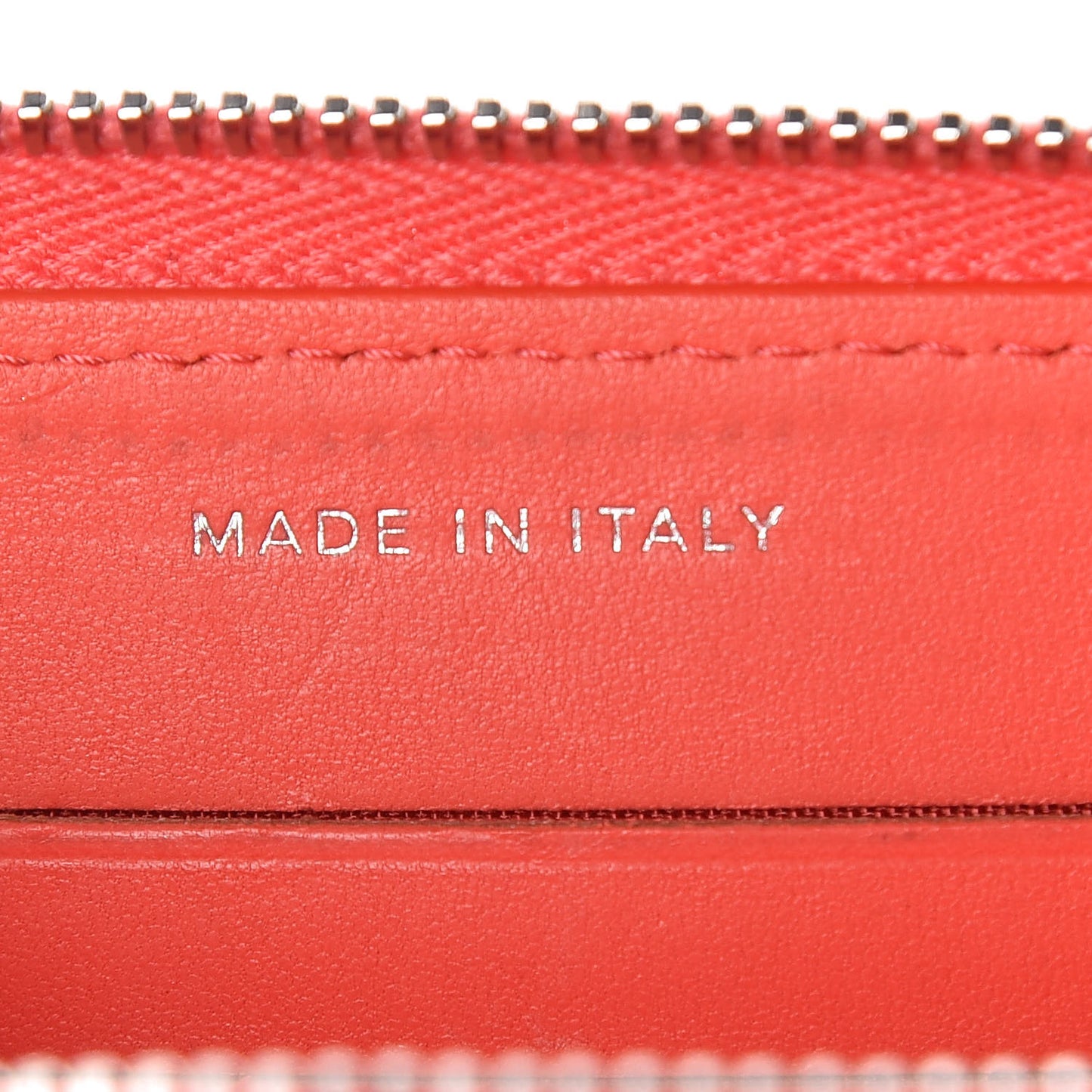 Lambskin Camellia Embossed Small Zip Around Wallet Coral