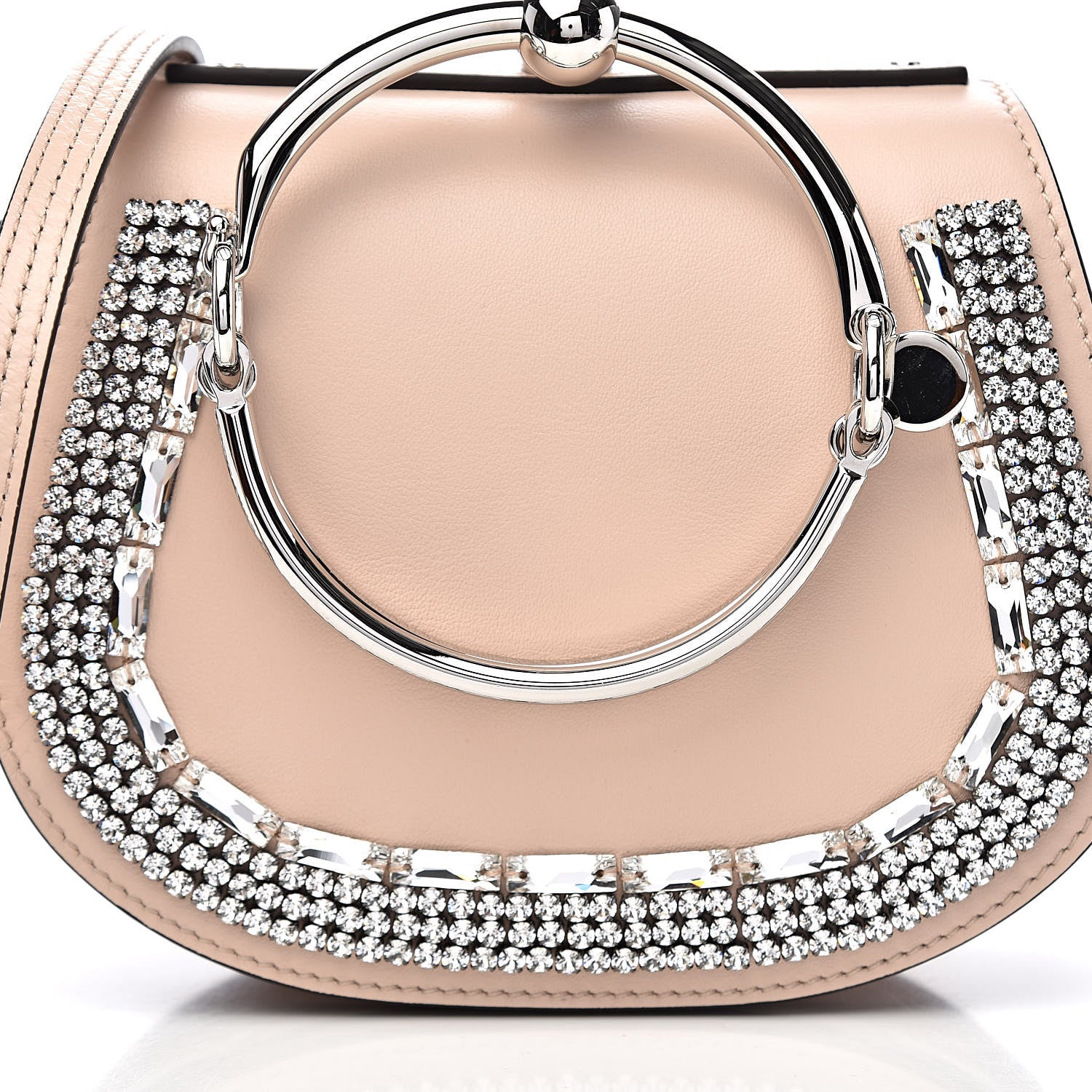Chloe Calfskin Crystal Embellished Small Nile Bracelet Bag Cement Pink 9 of 9