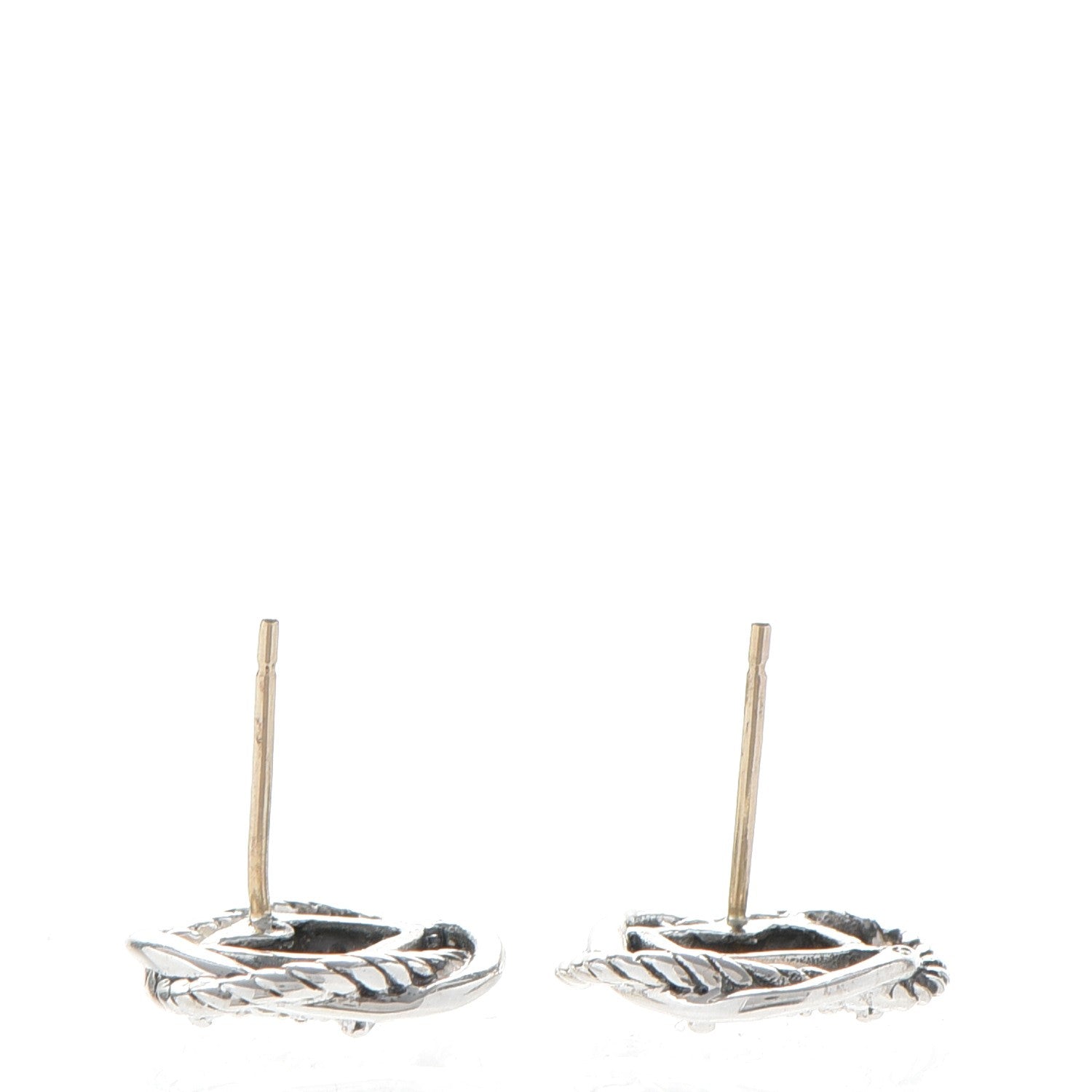 David Yurman Sterling Silver Diamond 13mm Infinity Earrings 3 of 7