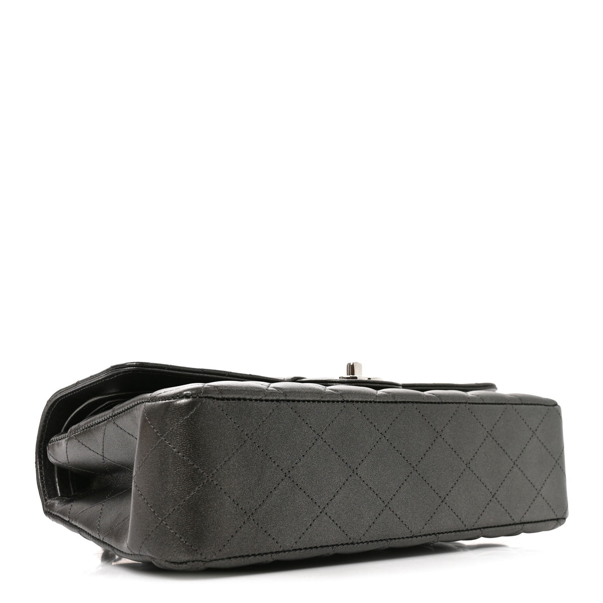 Chanel Metallic Lambskin Quilted Medium Double Flap Anthracite 4 of 10