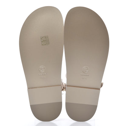 Chanel Metallic Lambskin Velcro Dad Sandals 38.5 Light Bronze 5 of 8