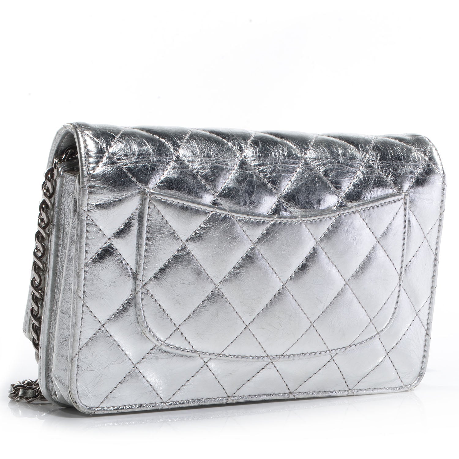 Chanel Calfskin Reissue Wallet On Chain WOC Silver 4 of 9