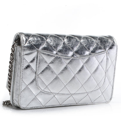 Chanel Calfskin Reissue Wallet On Chain WOC Silver 4 of 9