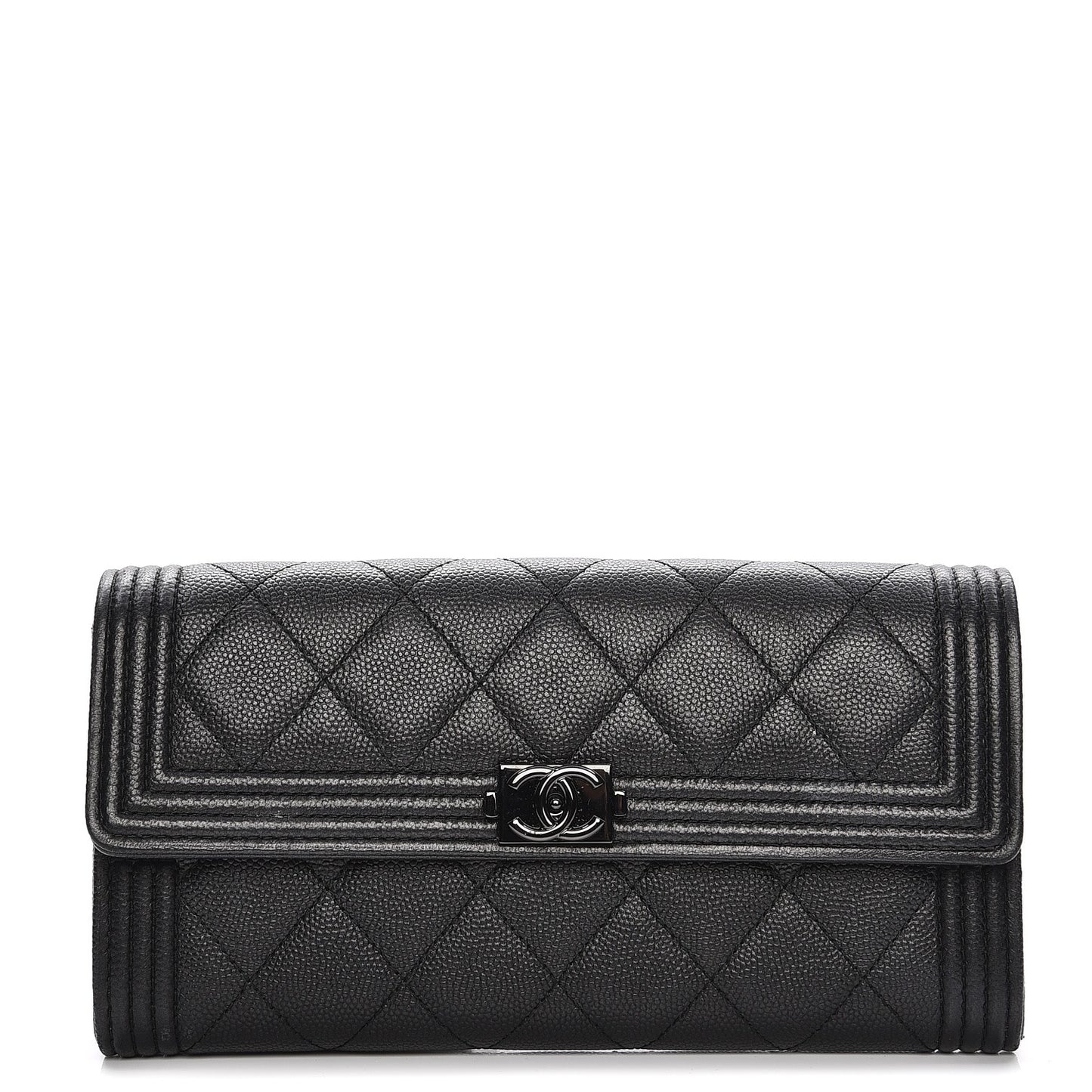 Caviar Quilted Boy Flap Wallet So Black