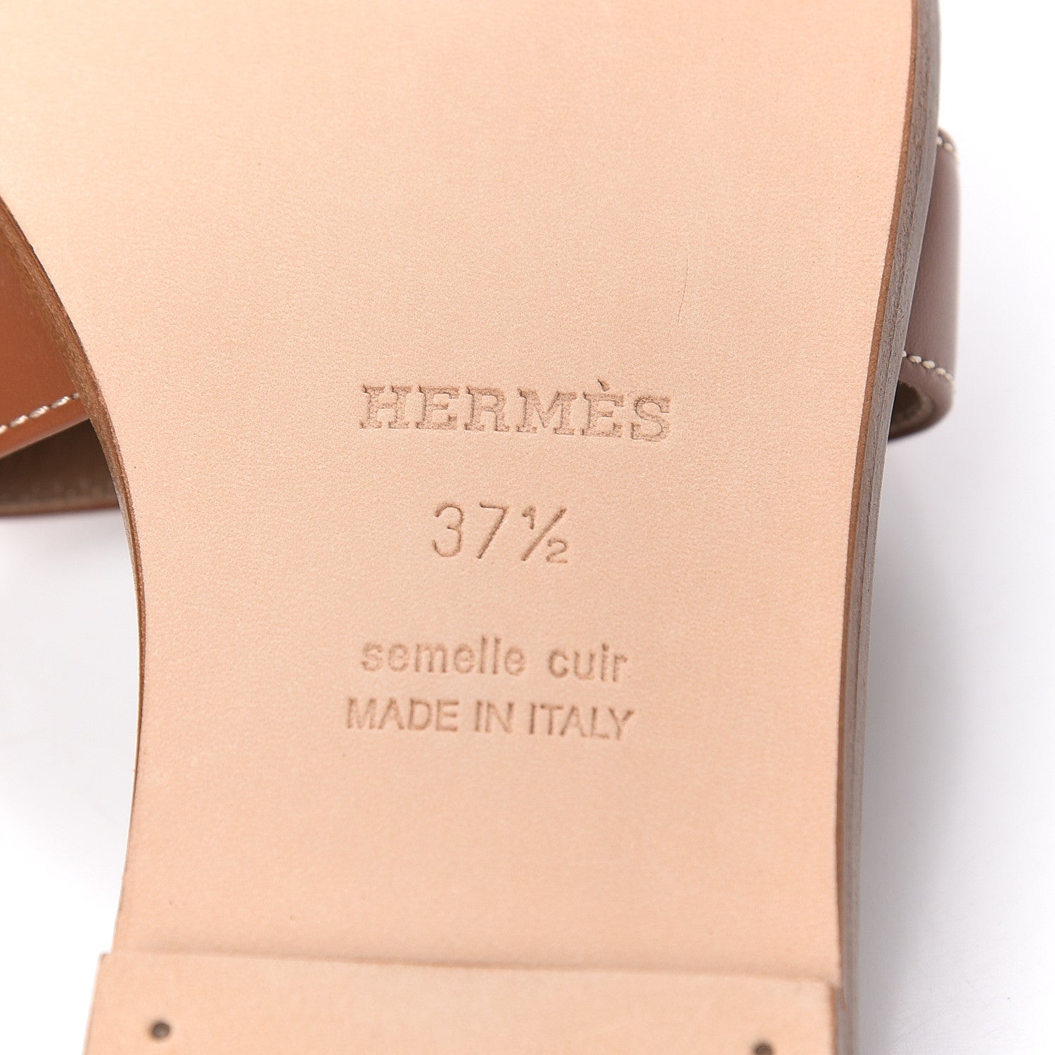 Hermes Box Calfskin Oran Sandals 37.5 Gold 6 of 9
