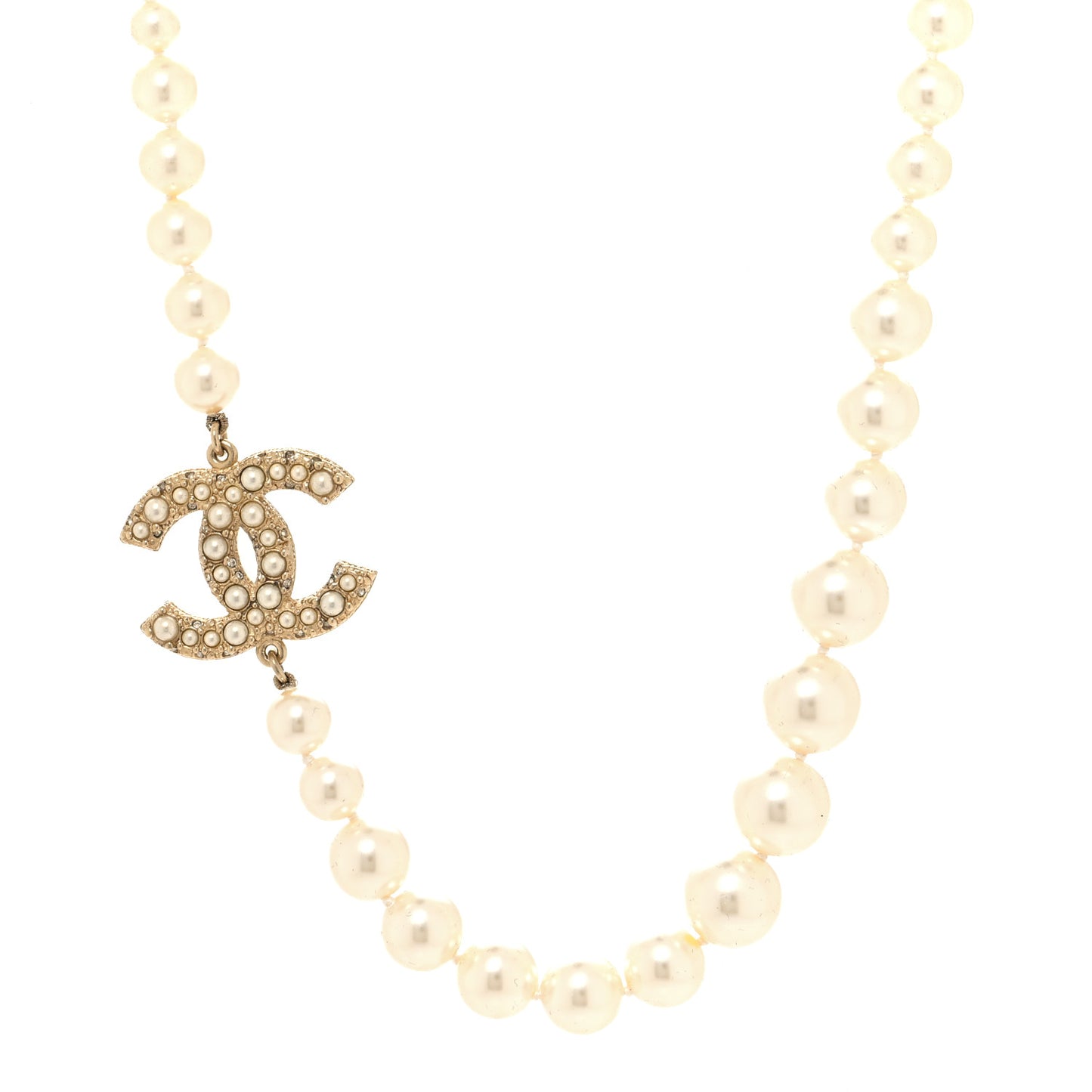Pearl CC 100th Anniversary Necklace Light Gold