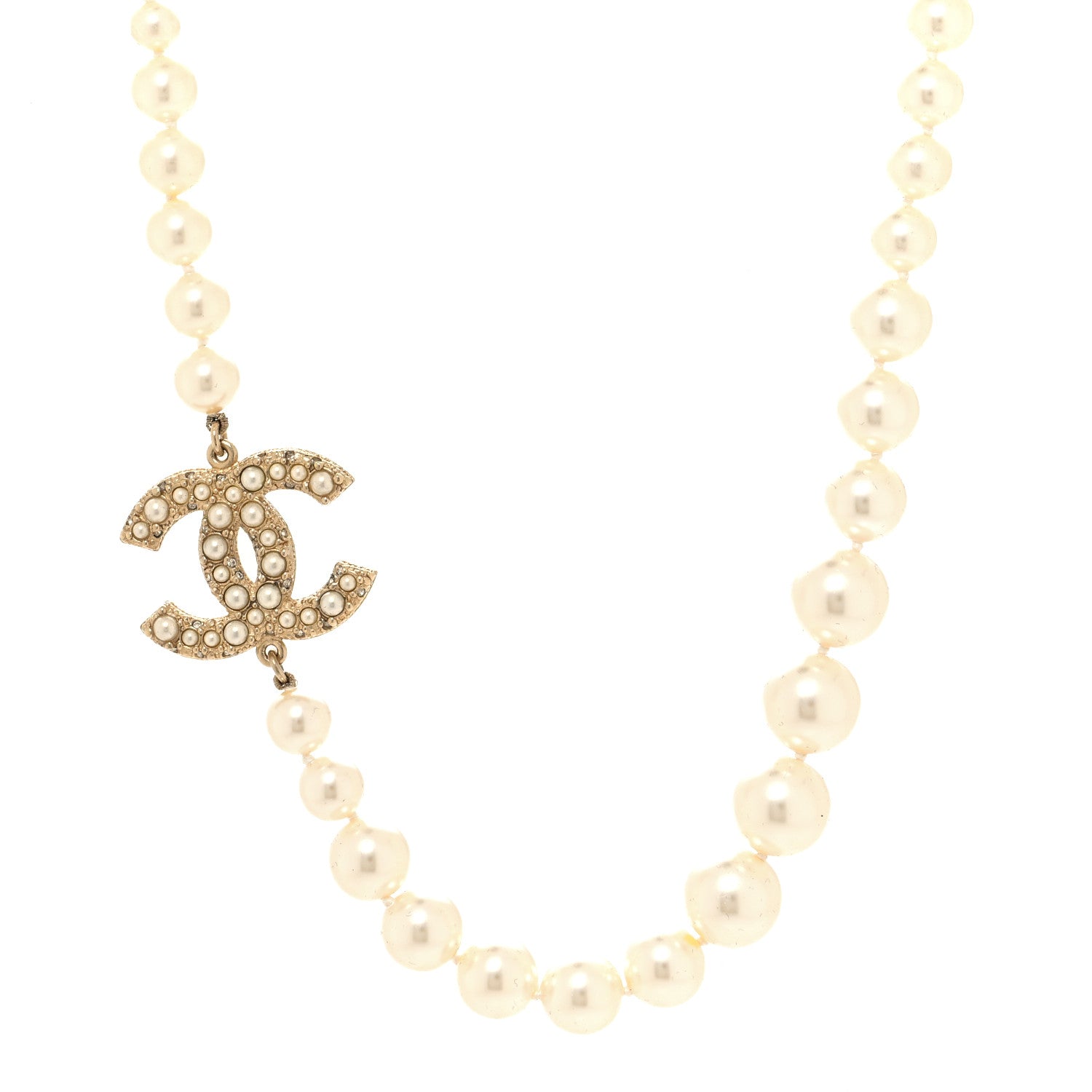 Chanel Pearl CC 100th Anniversary Necklace Light Gold 2 of 5