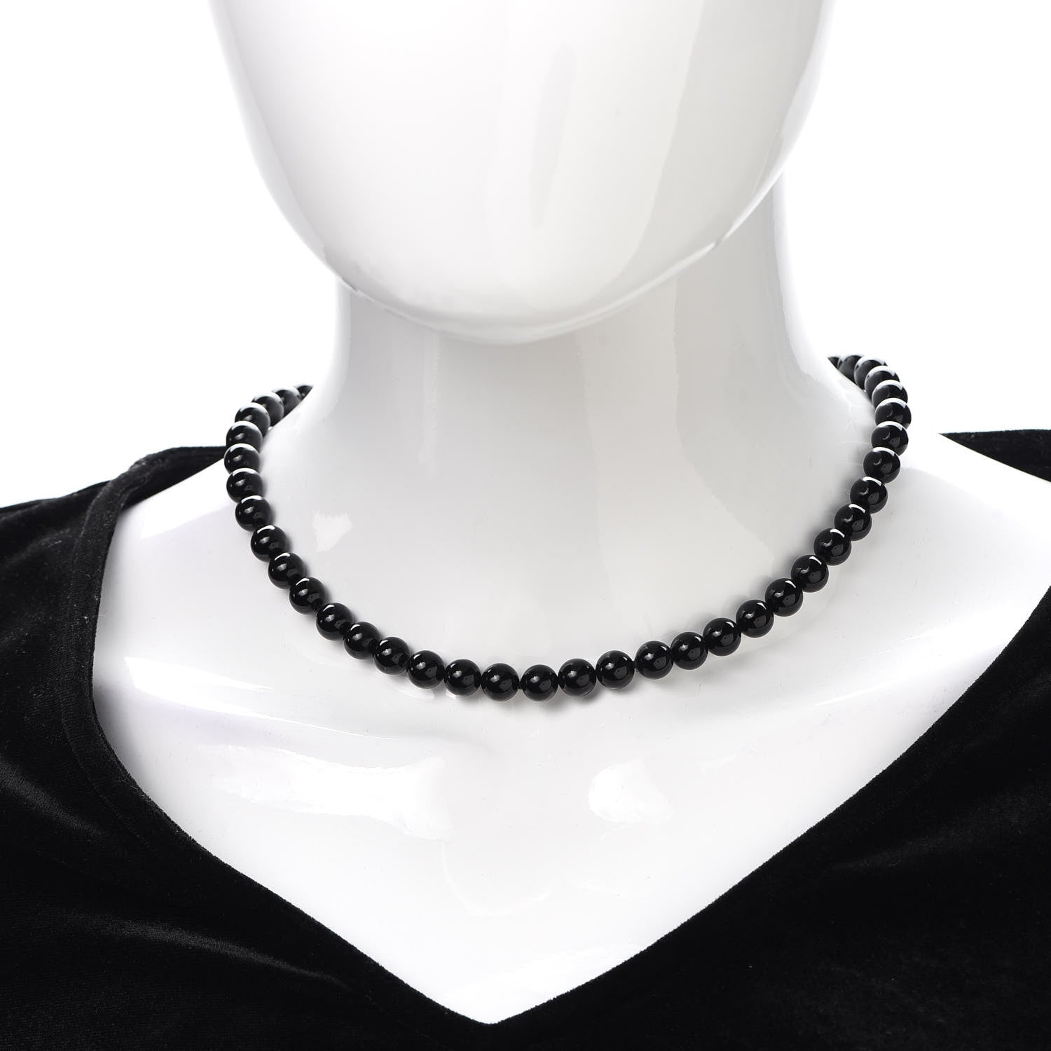 Tiffany Sterling Silver Black Onyx Bead Toggle Necklace 2 of 6