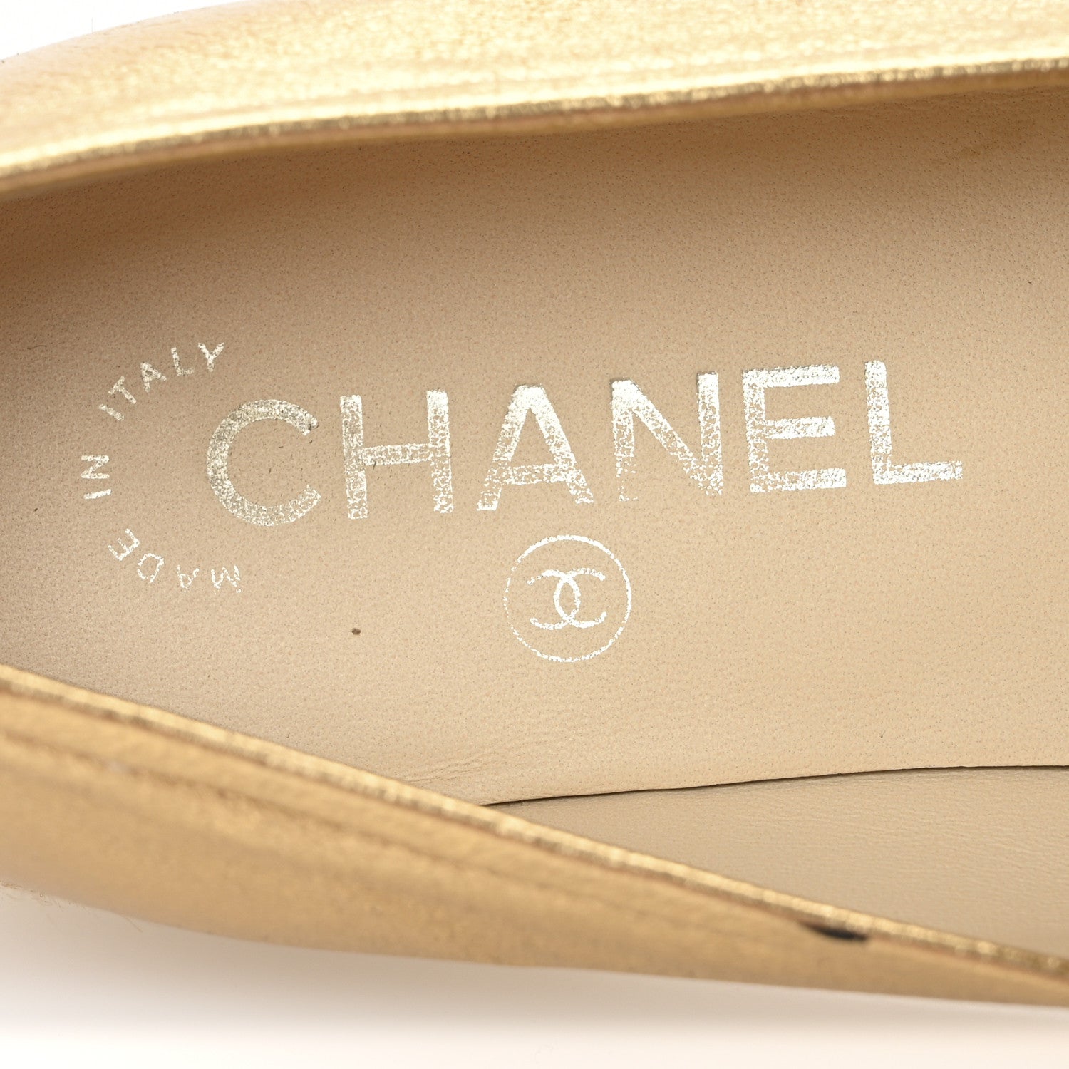 Chanel Metallic Lambskin CC Mocassin Loafers 37.5  Gold 8 of 10
